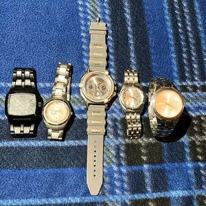 Lot of 5 Non-Working Watches - Folio, Fondini, Cole, Techno King, Azzaro - READ